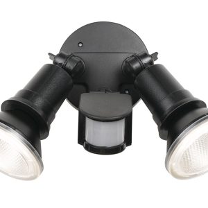 Comet 10 Watt Twin LED Floodlight with Sensor Black / Cool White - COMET EX2S-BK