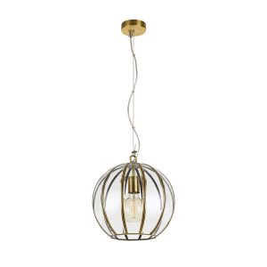 Medina 1 Light Pendant Small Antique Brass / Clear - MEDINA PE30-AB