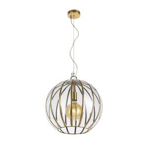 Medina 1 Light Pendant Large Antique Brass / Clear - MEDINA PE40-AB