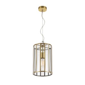 Pratt 1 Light Pendant Small Antique Brass / Clear - PRATT PE20-AB