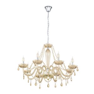 Basilano 8 Light Chandelier Chrome / Cognac - 39093