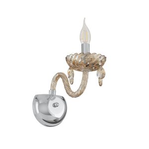 Basilano 1 Light Wall Light Chrome / Cognac - 39096