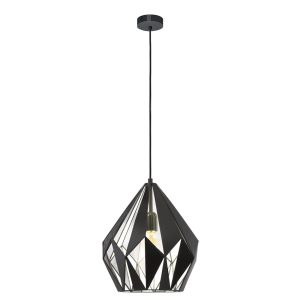 Carlton 1 Single Pendant Black / Silver - 49255N
