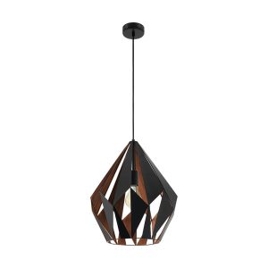 Carlton 1 Single Large Pendant Black / Copper - 49878N