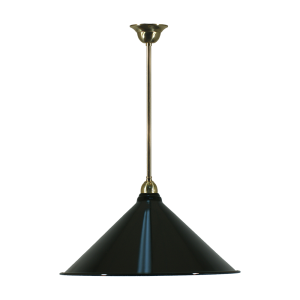 Single Rod Pendant Brass With 390mm Edwardian Black Shade - 3000128