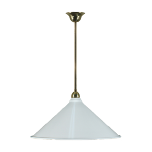 Single Rod Pendant Brass With 390mm Edwardian White Shade - 3000132