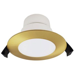 Roystar 9W Dimmable LED Dip Switch Flush Downlight Satin Brass / Tri-Colour - 202619N + 202629