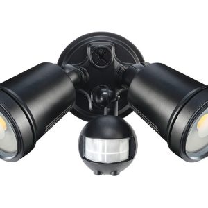 Hunter-III 22W LED Twin Spotlight With Sensor Black / Cool White - 19245/06