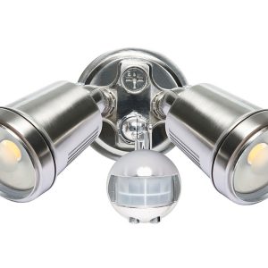 Hunter-III 22W LED Twin Spotlight With Sensor Brushed Aluminium / Cool White - 19245/13