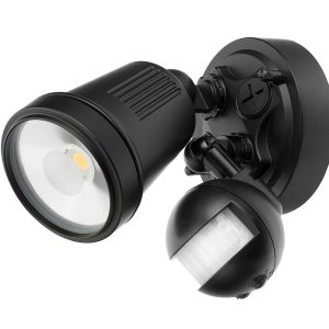 Hunter-III 11W LED Single Spotlight With Sensor Black / Cool White - 19975/06