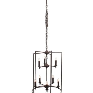 St Tropez 8 Light Hanging Lantern - Rustic Bronze