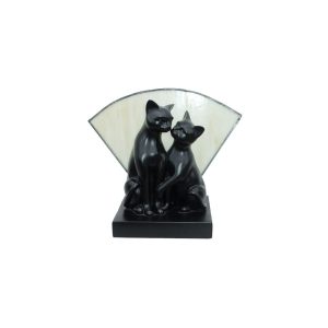 Art Deco Kissing Cat Novelty Table Lamp Black - TL-79086