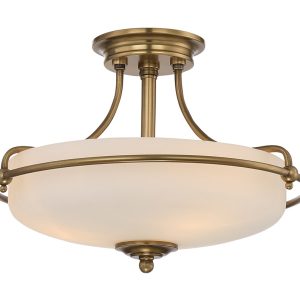 Griffin 3 Light Semi Flush Light Weathered Brass - QZ/GRIFFIN/SFS WS