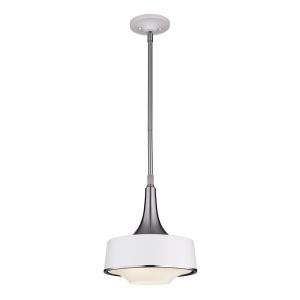 Holloway Mini Pendant Brushed Steel / Textured White - FE/HOLLOWAY/MP W