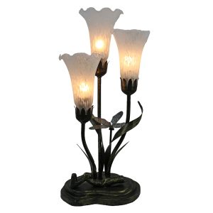 Three Branch Upward Tiffany Lily Table Lamp White - N039-3-W