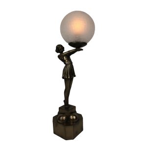 Lady Admiring Art Deco Table Lamp - N048