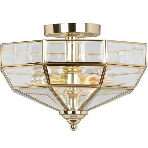 Old Park 2 Light Semi Flush Polished Brass - OLD PARK PB