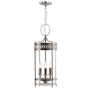 Guildhall 3 Light Chain Lantern Polished Nickel - GH/P PN