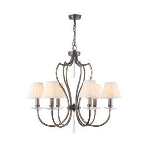 Pimlico 6 Light Chandelier With LS162 Shades Dark Bronze - PM6 DB + LS162