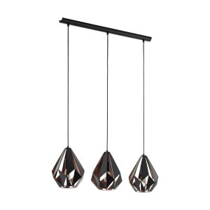 Carlton 1 3 Light Bar Pendant Black / Copper - 49991N