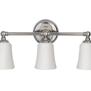 Huguenot Lake 3 Light Above Mirror Light Polished Chrome - FE/HUGOLAKE3BATH