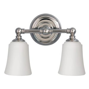 Huguenot Lake 2 Light Above Mirror Light Polished Chrome - FE/HUGOLAKE2BATH