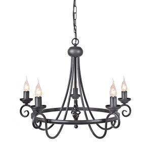 Harlech 5 Light Chandelier Black - HR5 BLACK