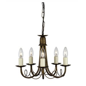 Minster 5 Light Chandelier Black / Gold - MN5 BLK/GOLD