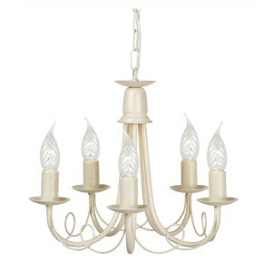 Minster 5 Light Chandelier Ivory / Gold - MN5 IV/GOLD