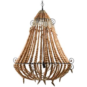 Beaded 1 Light Chandelier Large Natural - ELAH434LRN