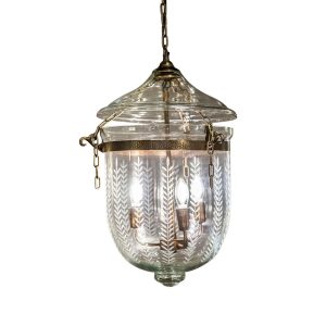 Bell Jar 3 Light Pendant Leaf Cut Glass Medium - ELKH307