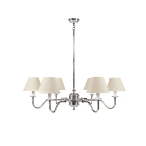 Prescot 6 Light Chandelier Antique Silver Base With Shade - ELPIM50727AS