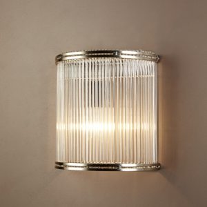 Verre 1 Light Wall Lamp Half Round Glass Nickel - ELJE13652