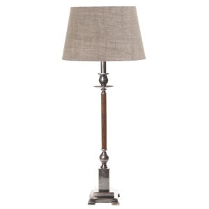 Canterbury Table Lamp Silver/Timber With Shade - ELPIM50293AS