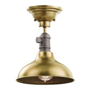 Cobson 1 Light Semi Flush Natural Brass - KL/COBSONTRIO BR