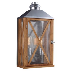 Lumiere Medium Wall Lantern Natural Oak - FE/LUMIERE/M OAK