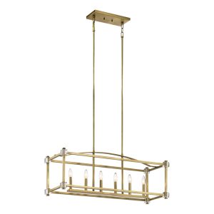 Cayden 6 Light Linear Chandelier Natural Brass - KL/CAYDEN/ISLE