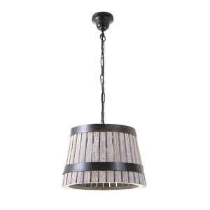 Bretton 1 Light Timber Pendant Small - ELCOR101201214S