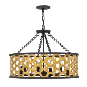 Felix 6 Light Pendant Sunset Gold / Textured Black - HK/FELIX/6P