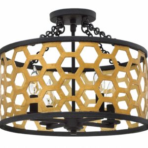 Felix 4 Light Semi Flush Sunset Gold / Textured Black - HK/FELIX/SF