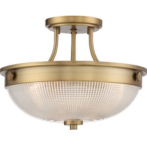 Mantle 2 Light Semi Flush Weathered Brass - QZ/MANTLE/SF WS