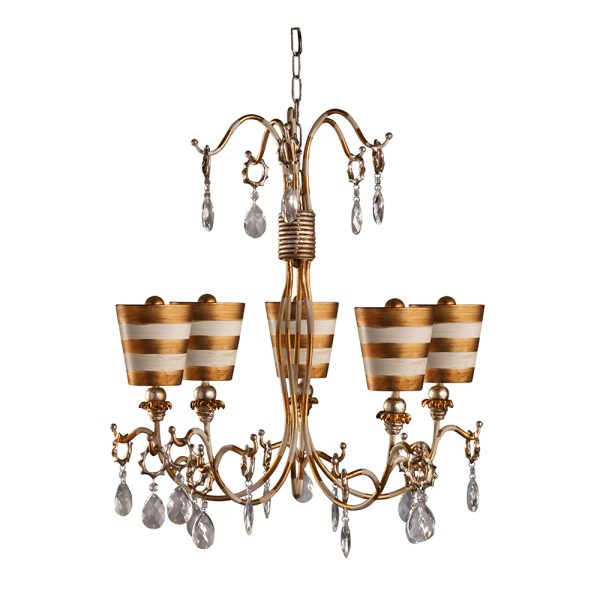 Tivoli 5 Light Chandelier Gold & Cream Patina - FB/TIVOLI5 GD