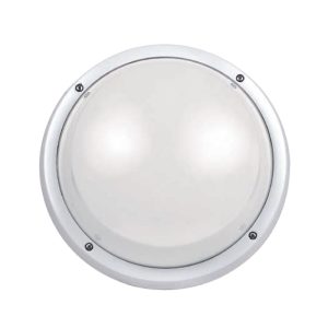 Round Plain E27 Polycarbonate Bulkhead White - LJ6051-WH