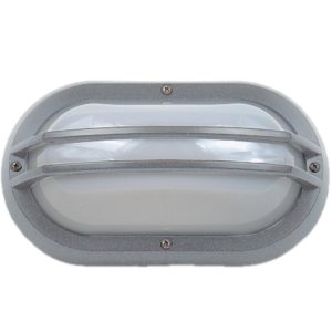 Double Guard 10W LED Bulkhead Polycarbonate Bulkhead Silver / Grey / Warm White - LJL6002-SG