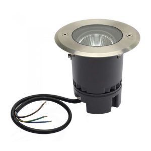 Tiltable 5W 240V LED In-Ground Upligher Round 304 Stainless Steel / Warm White - LLEDT130-SS