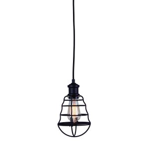 Cage 1 Light Pendant Metal Wire Small Black - OL2299/14BK + OL69321BK