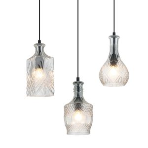 Decant 3 Light Cut Glass Pendant Clear