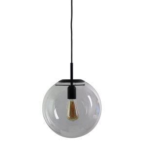 Newton 1 Light Clear Glass Pendant Medium Black - SL64430BK