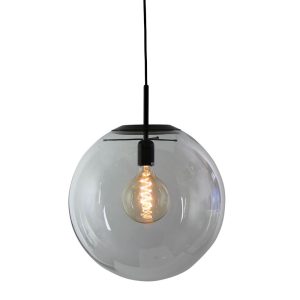 Newton 1 Light Clear Glass Pendant Large Black - SL64440BK