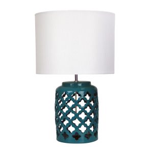 Casbah Teal Table Lamp Beige Flax Shade - OL97978TE